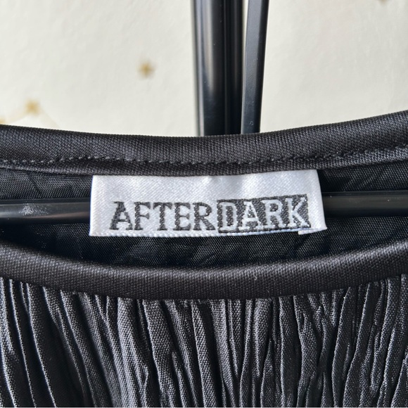 Vintage After Dark Black Long-Sleeve Multi-Layer Pleated Wavy Midi Dress Witchy - Picture 6 of 6